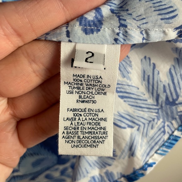 M.D.S. Stripes One Shoulder Floral Top Size 2 Blue Cotton Mark D Sykes - Picture 4 of 4
